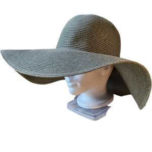 Joe Fresh Olive Green Oversized Beachy Floppy Straw Hat